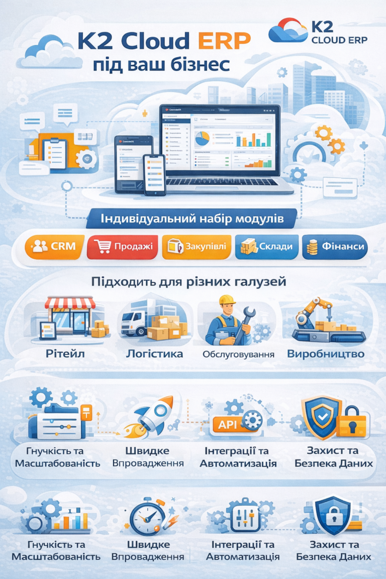 K2 ERP під ваш бізнес: K2 ERP проти 1С/BAS — що отримує бізнес: K2 ERP під ваш компанія