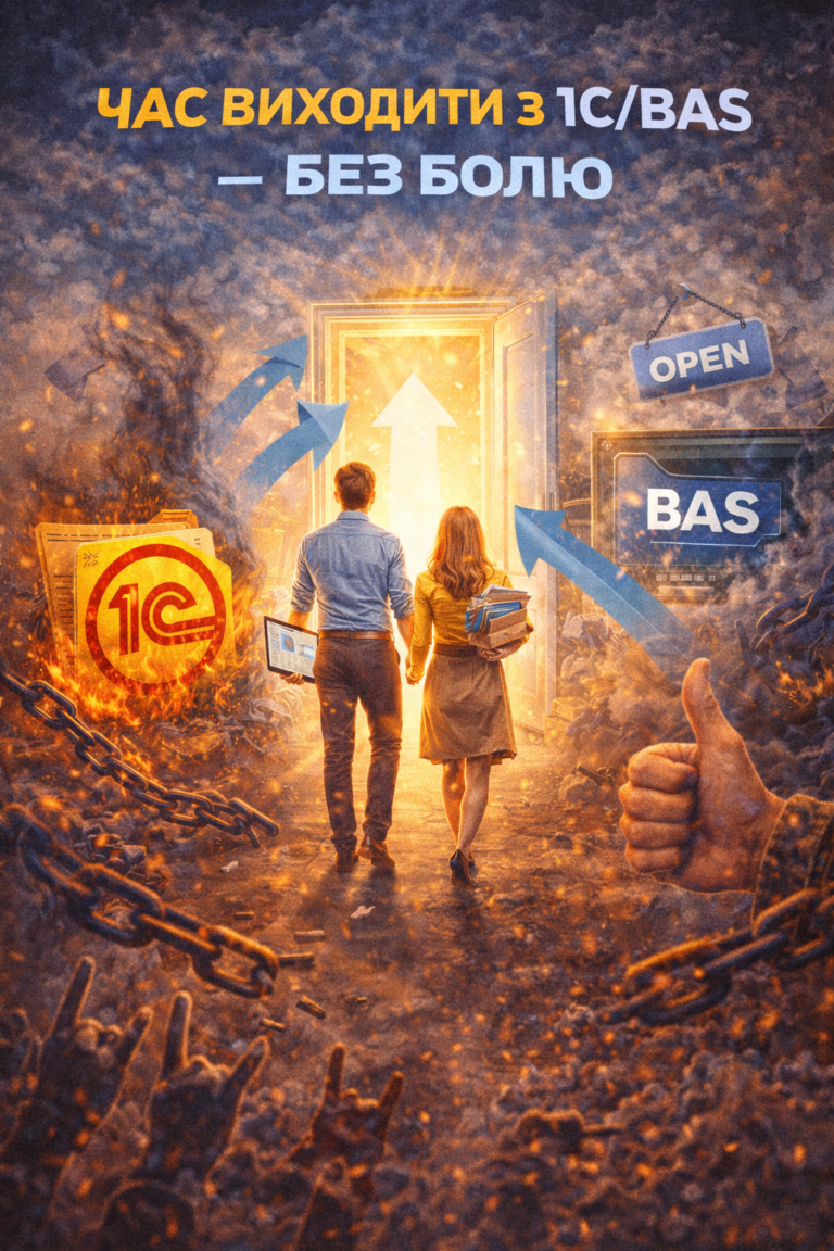 Час виходити з 1С/BAS: K2 ERP проти 1С/BAS — що отримує бізнес: Час виходити з 1С/BAS — без болю