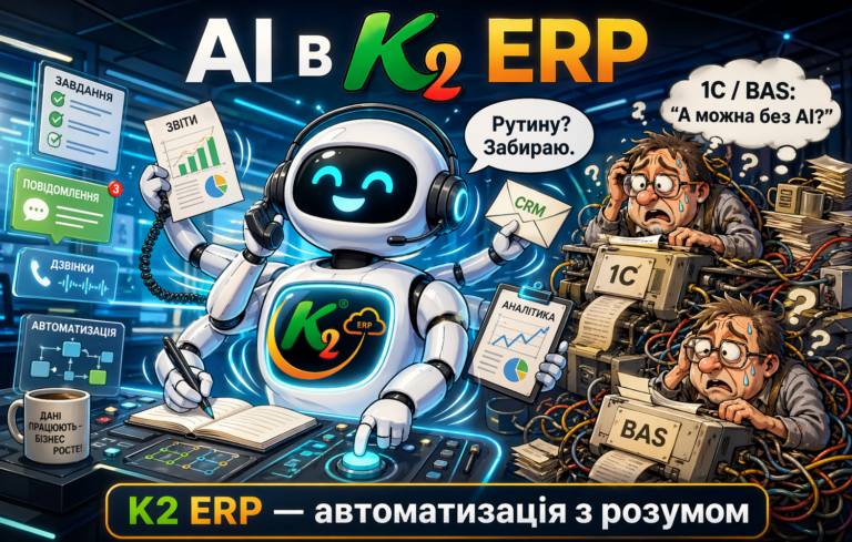 AI в K2 ERP: K2 ERP проти 1С/BAS — що отримує бізнес: AI в K2 ERP