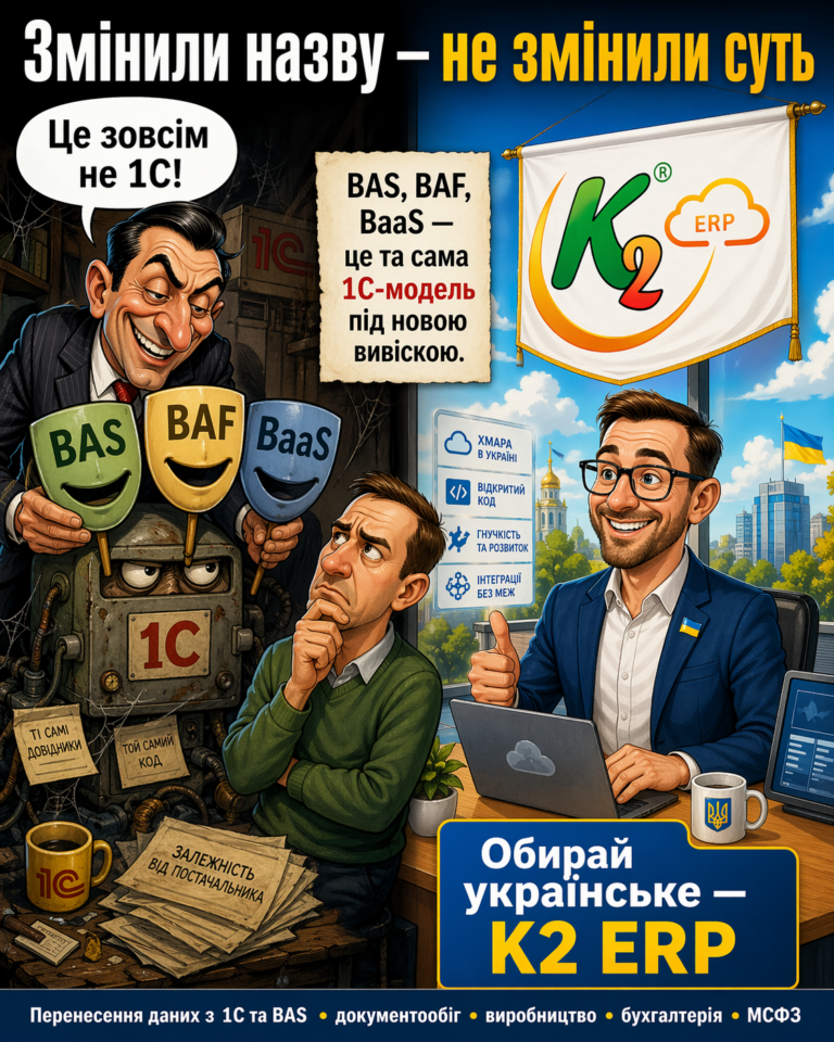 BAS, BaaS, BAF: K2 ERP проти 1С/BAS — що отримує бізнес: BAS, BaaS, BAF — це нова етикетка для ст
