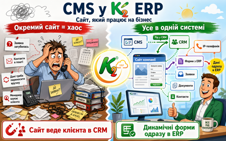 CMS у K2 ERP: сайт компанії, який не просто “висить в інтернеті”, а працює на компанія