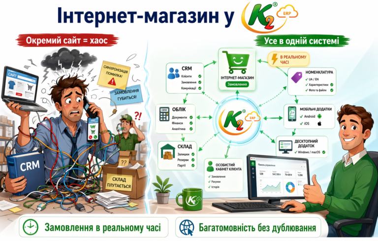 Інтернет-магазин у K2 ERP: коли онлайн-торгівля стають частиною єдиної системи, а не окремим головним болем
