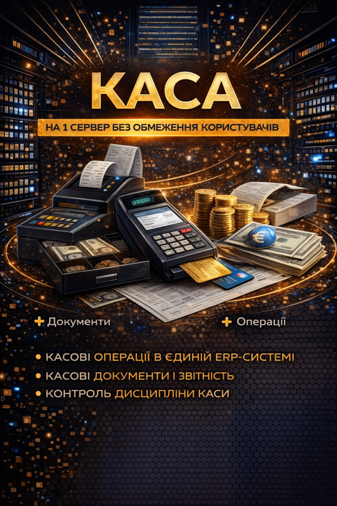 Каса: K2 ERP проти 1С/BAS — що отримує бізнес: Каса 1 Каса