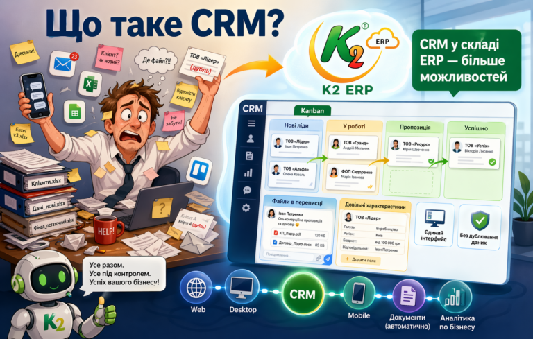 Що таке CRM і чому її інтеграція з ERP відкриває нові можливості для бізнесу: K2 ERP проти 1С/BAS…: Що таке CRM і чому її запуск з ERP відкр