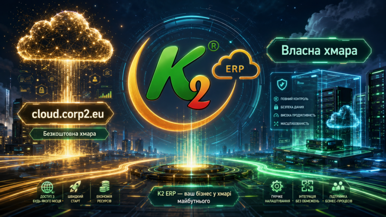 Чим відрізняється робота в cloud.corp2.eu від власної хмари: K2 ERP проти 1С/BAS — що отримує бізнес: Чим відрізняється робота в cloud.corp2.e